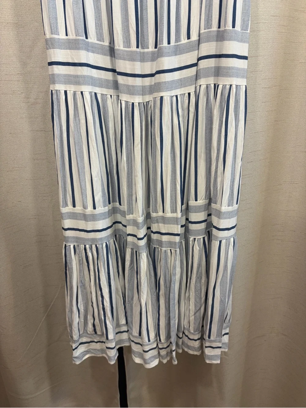 Petal & Pup Blue and White Striped Tie-Shoulder Maxi Dress